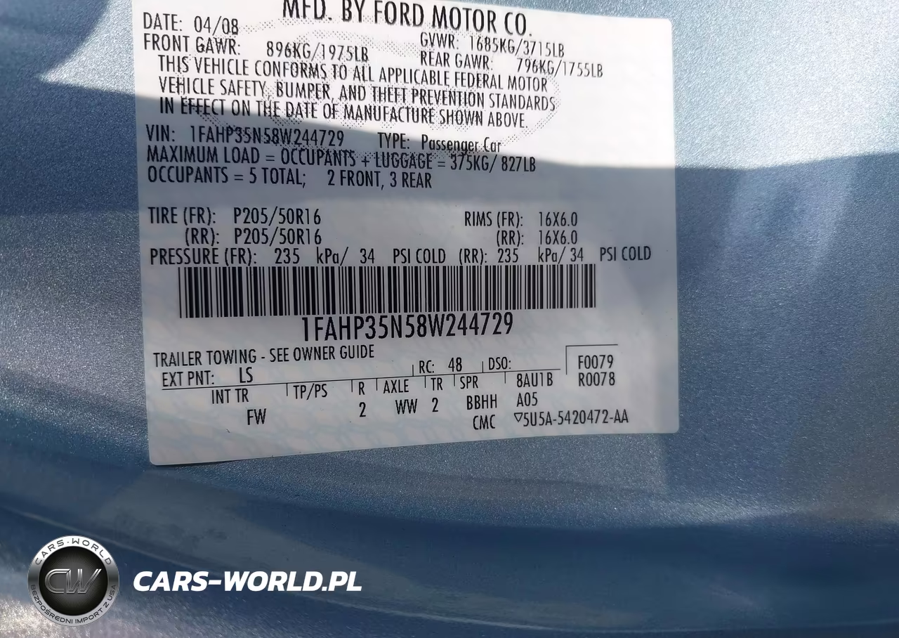 2008 Ford Focus Se-Ses VIN:1FAHP35N58W244729 - 9