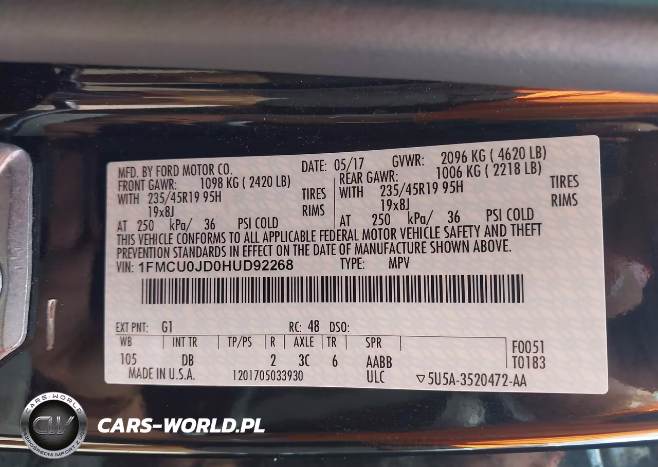 2017 Ford Escape Titanium VIN:1FMCU0JD0HUD92268 - 9