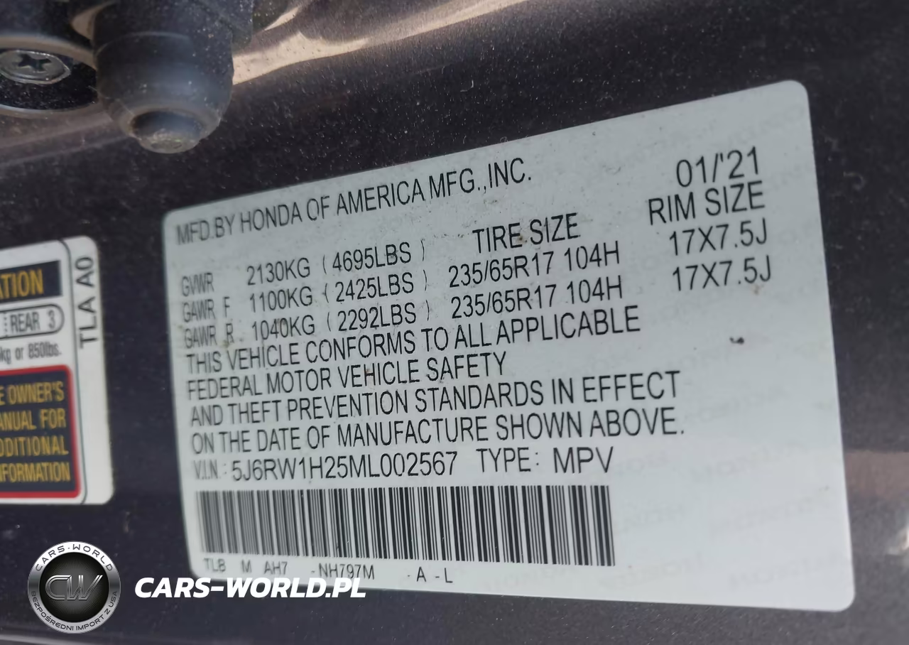 2021 Honda Cr-V 2Wd Lx VIN:5J6RW1H25ML002567 - 9