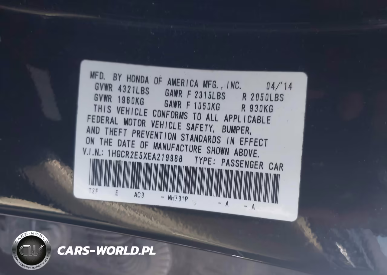 2014 Honda Accord Sport VIN:1HGCR2E5XEA219988 - 9