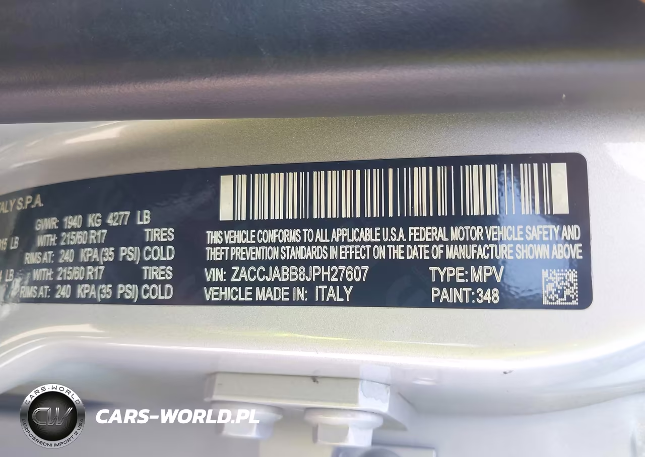 2018 Jeep Renegade Latitude Fwd VIN:ZACCJABB8JPH27607 - 9