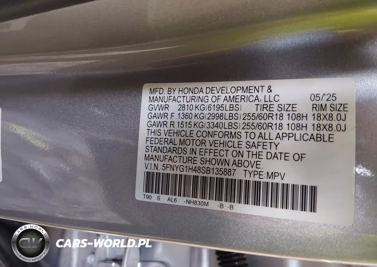 2025 Honda Pilot Ex-L VIN:5FNYG1H48SB135887 - 9