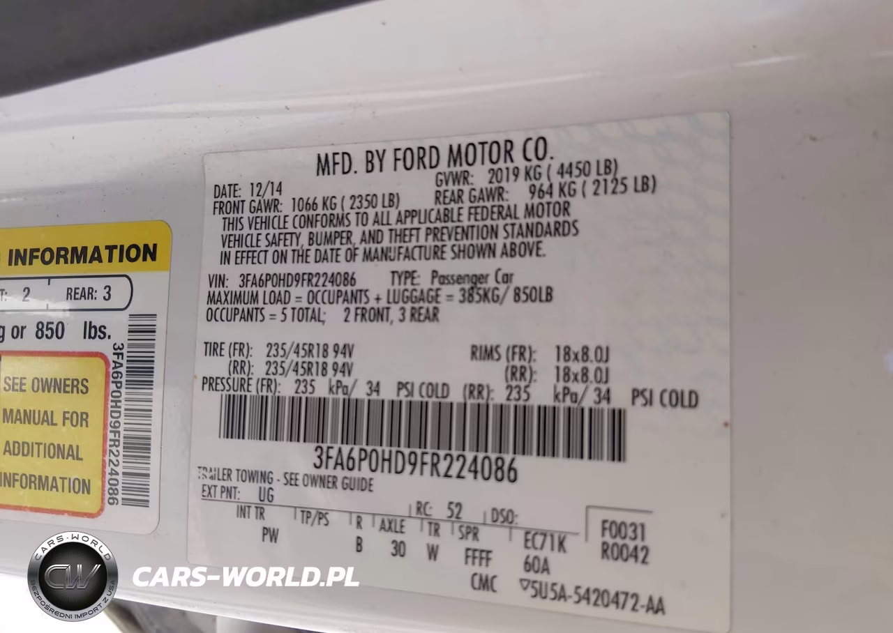 2015 Ford Fusion Se VIN:3FA6P0HD9FR224086 - 9