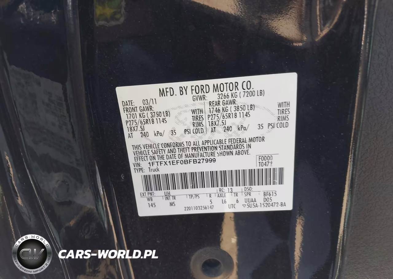 2011 Ford F-150 Fx4-Lariat-Stx-Xl-Xlt VIN:1FTFX1EF0BFB27999 - 9