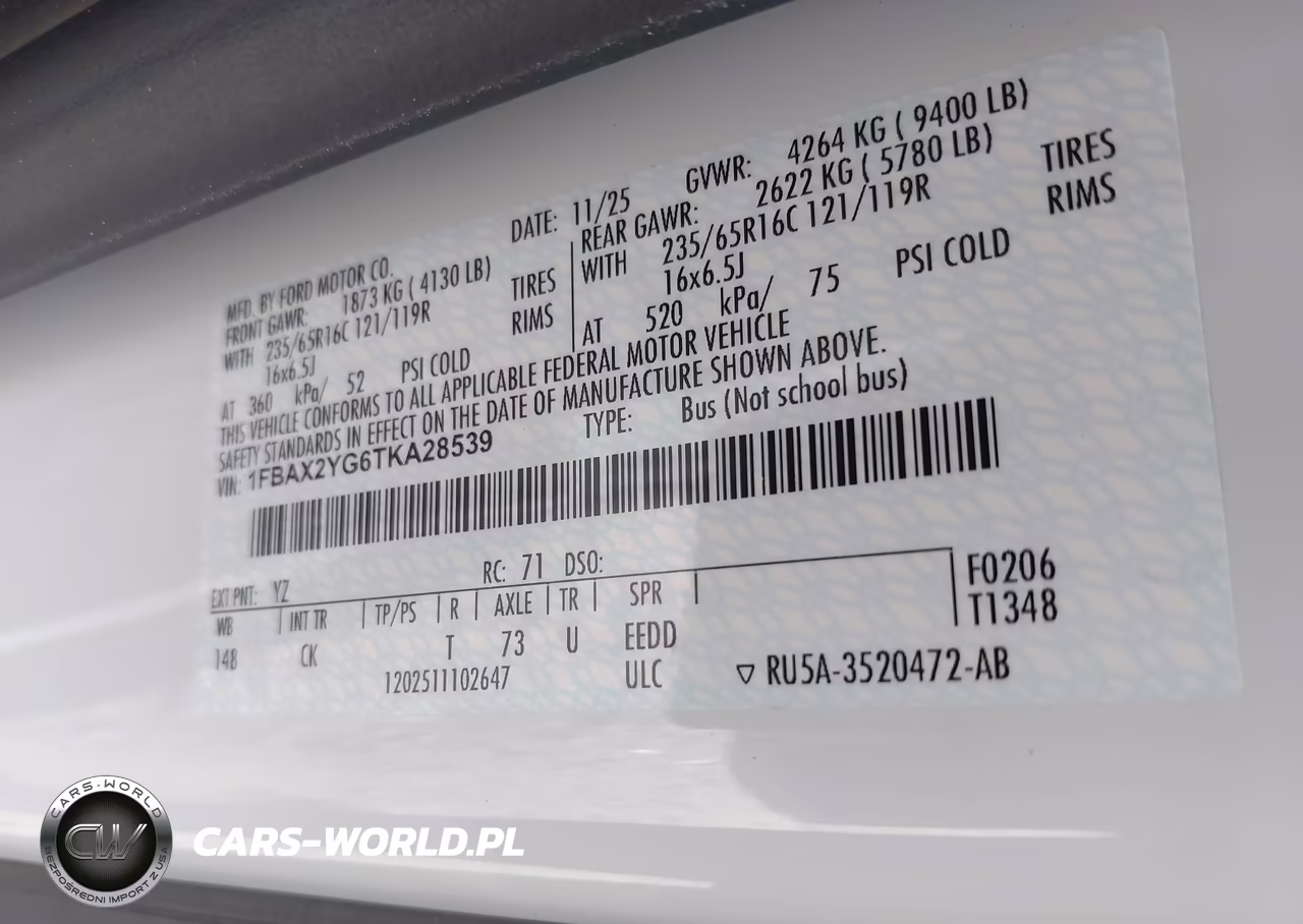 2026 Ford Transit-350 Passenger Van Xl-Xlt VIN:1FBAX2YG6TKA28539 - 9