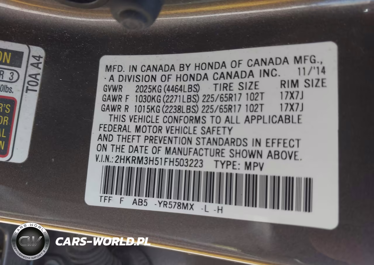 2015 Honda Cr-V Ex VIN:2HKRM3H51FH503223 - 9