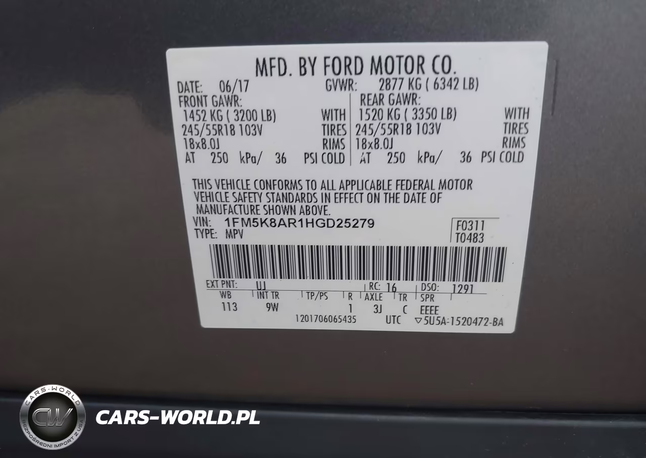 2017 Ford Utility Police Interceptor VIN:1FM5K8AR1HGD25279 - 9