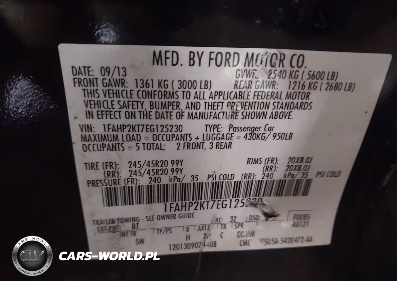 2014 Ford Taurus Sho VIN:1FAHP2KT7EG125230 - 9