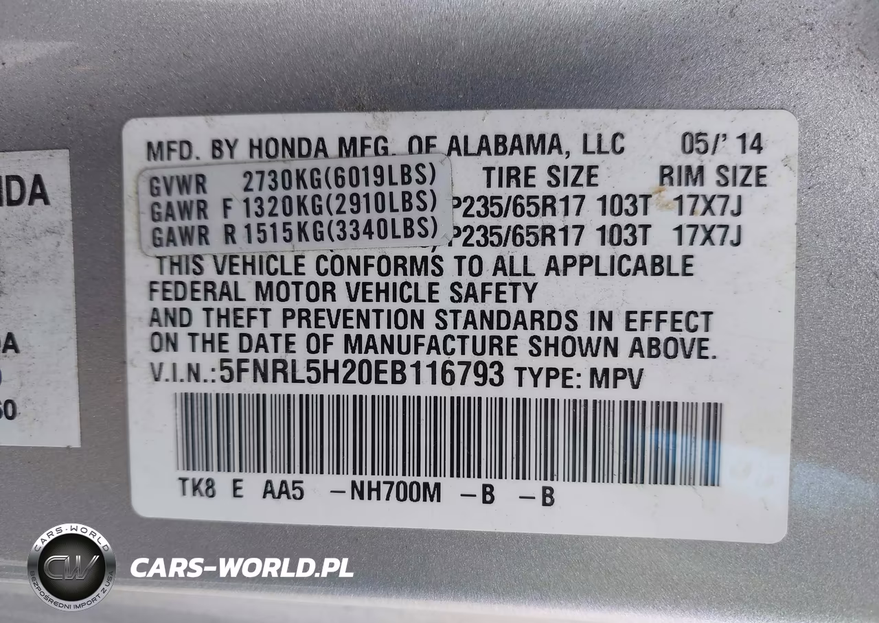 2014 Honda Odyssey Lx VIN:5FNRL5H20EB116793 - 9