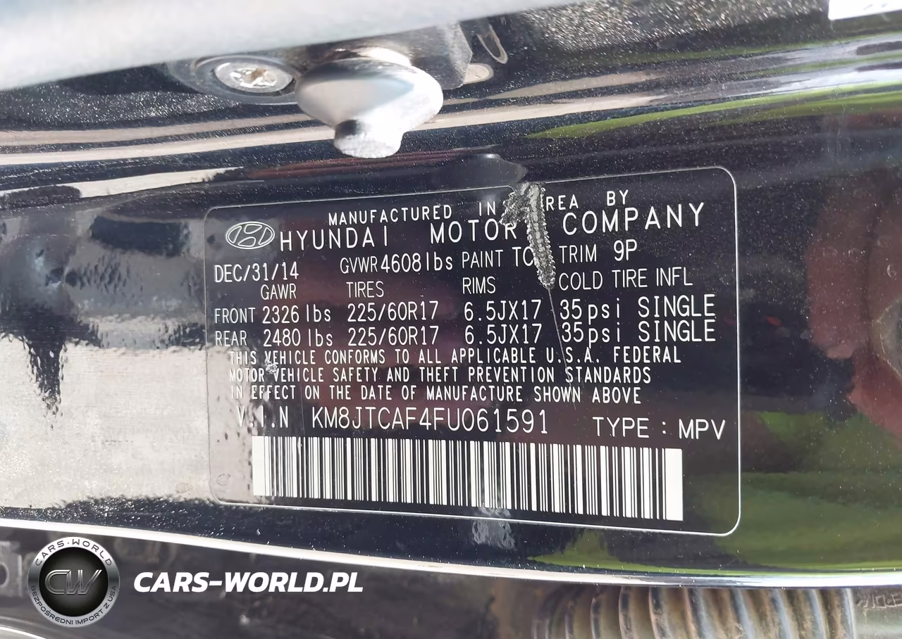 2015 Hyundai Tucson Gls VIN:KM8JTCAF4FU061591 - 9