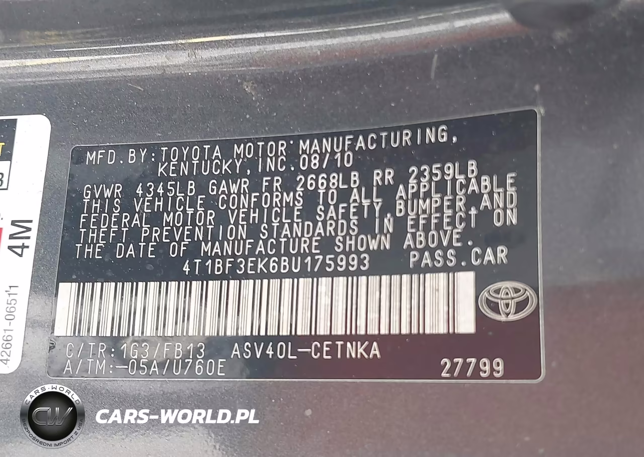 2011 Toyota Camry Le VIN:4T1BF3EK6BU175993 - 9