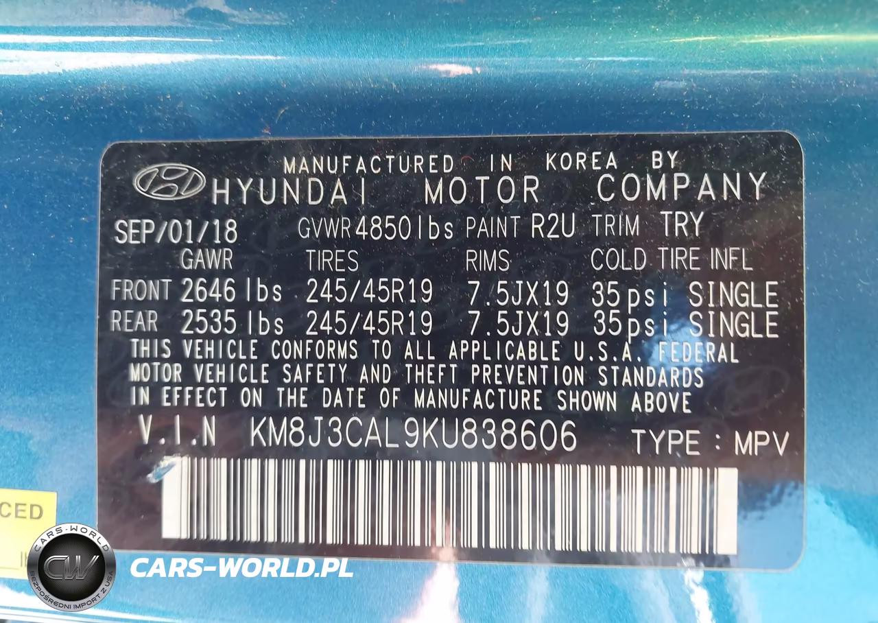 2019 Hyundai Tucson Sport VIN:KM8J3CAL9KU838606 - 9