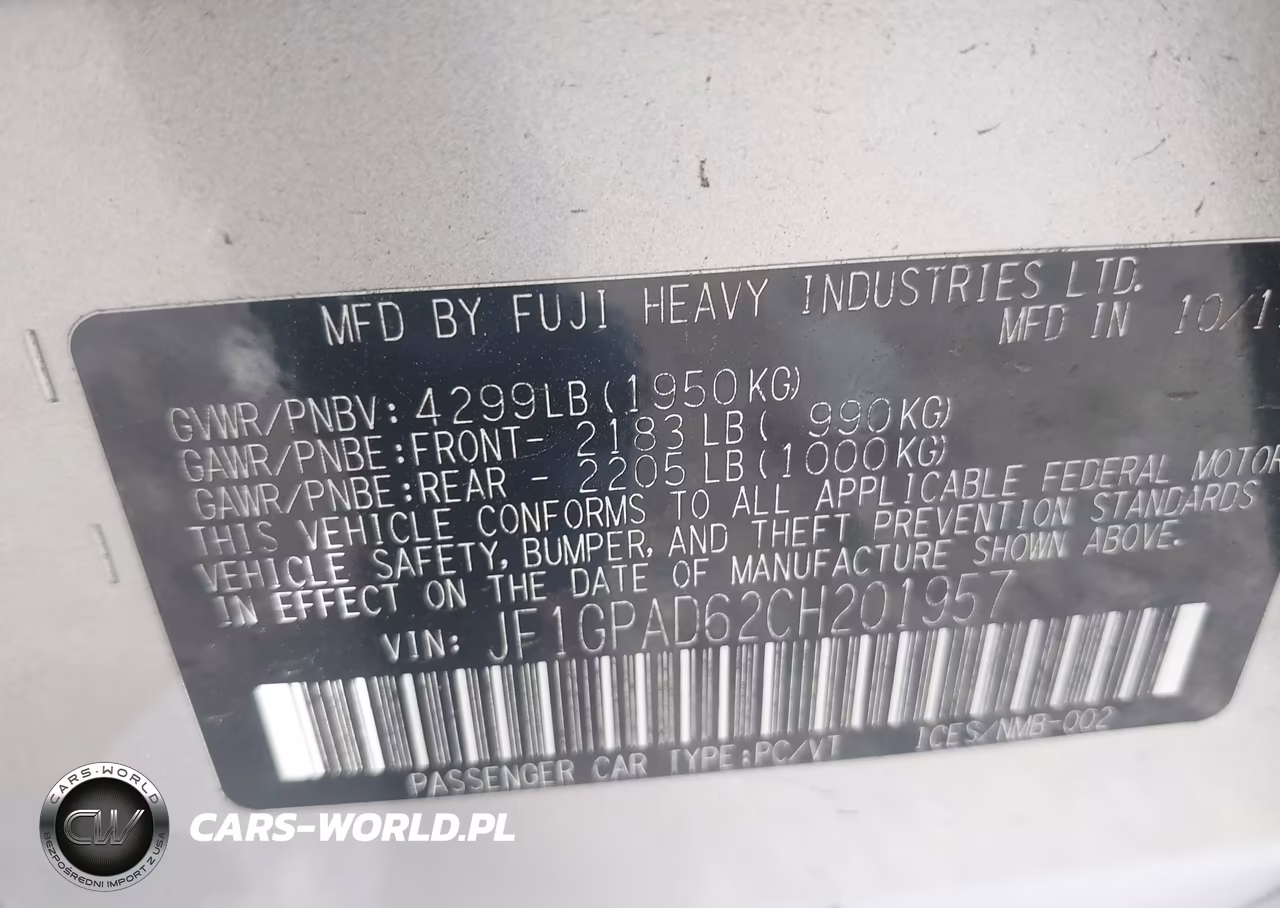 2012 Subaru Impreza 2.0I Premium VIN:JF1GPAD62CH201957 - 9
