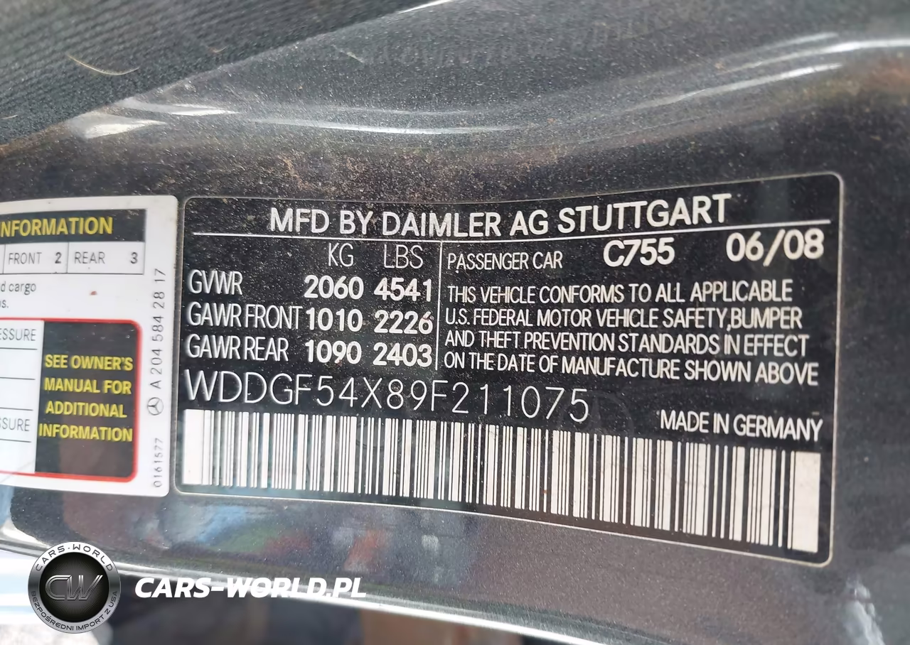 2009 Mercedes-Benz C 300 Luxury VIN:WDDGF54X89F211075 - 9