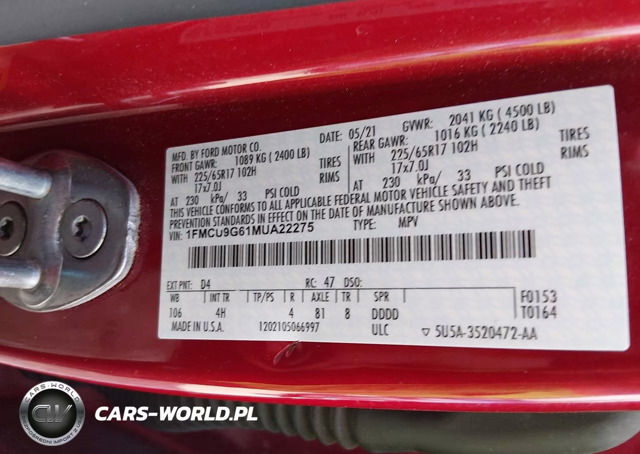 2021 Ford Escape Se VIN:1FMCU9G61MUA22275 - 9