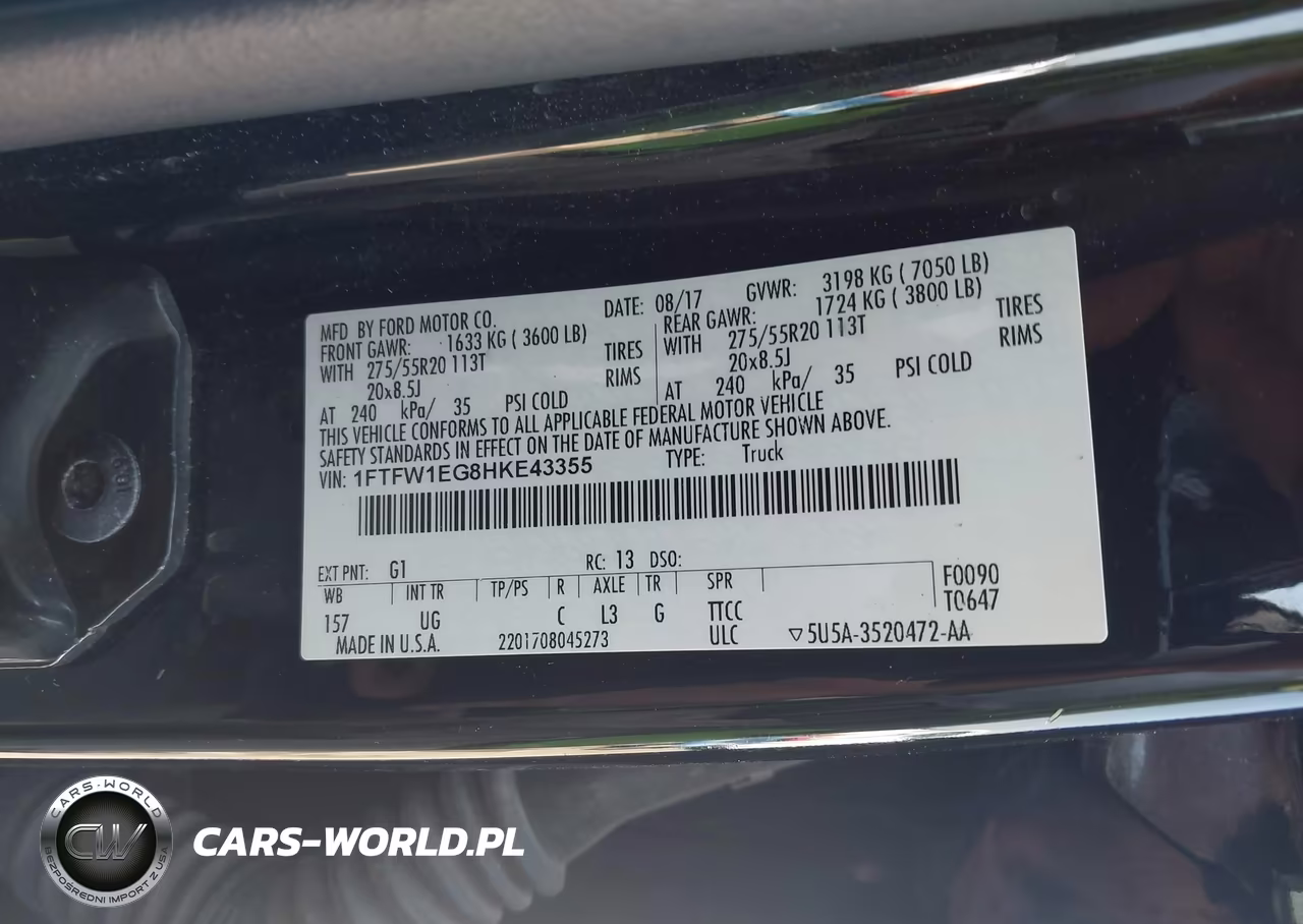 2017 Ford F-150 Xlt VIN:1FTFW1EG8HKE43355 - 9