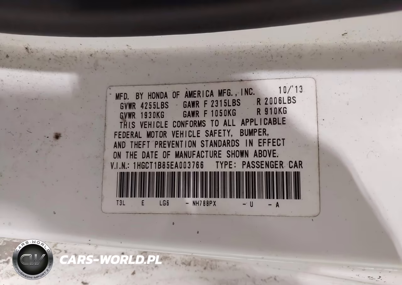 2014 Honda Accord Ex-L VIN:1HGCT1B85EA003766 - 9