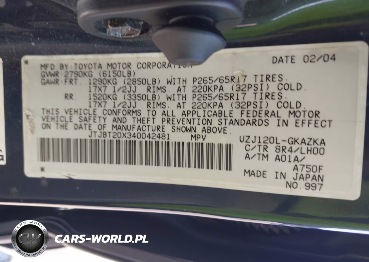 2004 Lexus Gx 470 VIN:JTJBT20X340042481 - 9