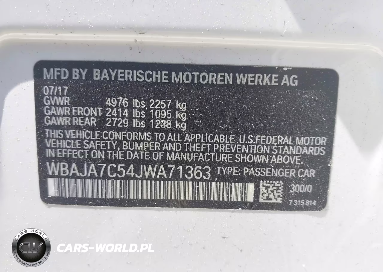 2018 BMW 530I xDrive VIN:WBAJA7C54JWA71363 - 9