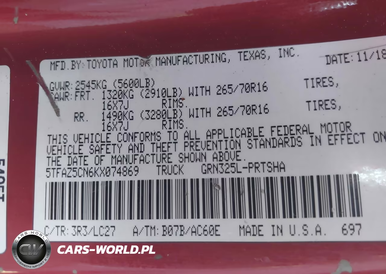 2019 Toyota Tacoma Sr5 VIN:5TFAZ5CN6KX074869 - 9