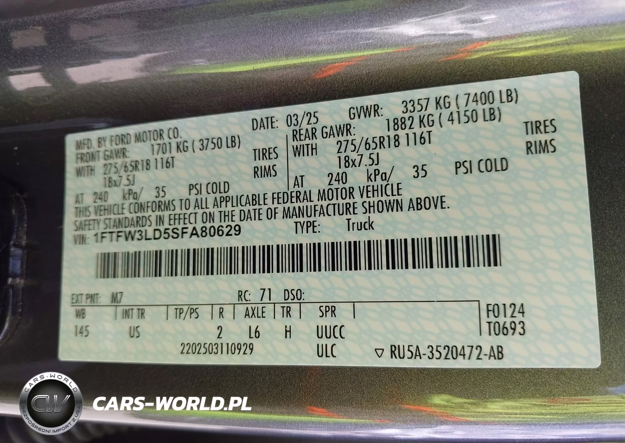 2025 Ford F-150 Xlt VIN:1FTFW3LD5SFA80629 - 9