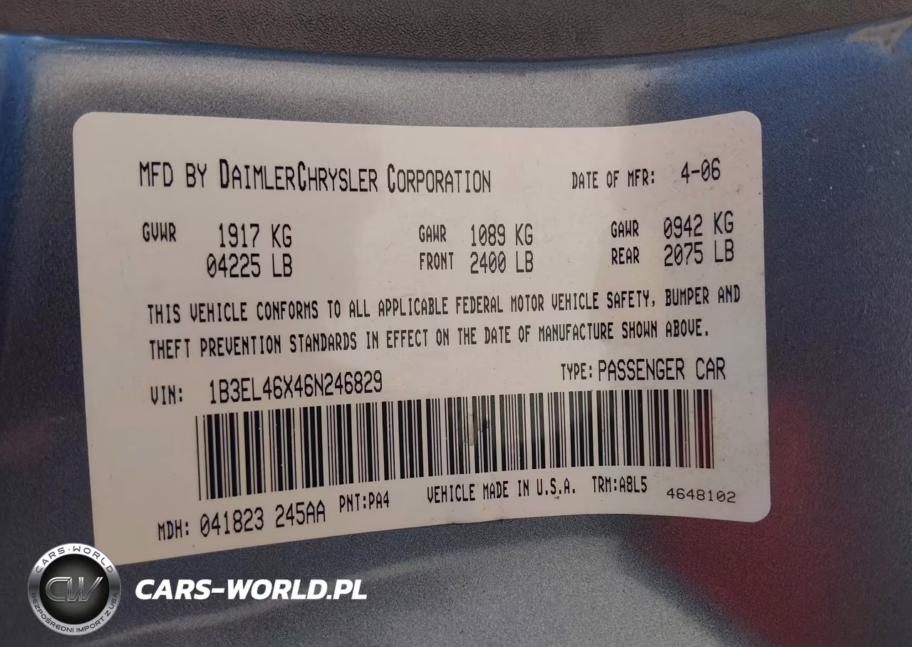 2006 Dodge Stratus Sxt VIN:1B3EL46X46N246829 - 9