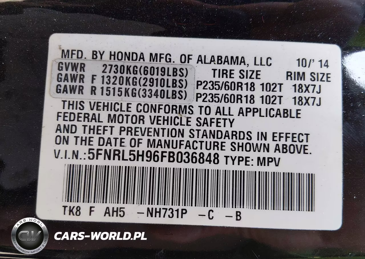 2015 Honda Odyssey Touring-Touring Elite VIN:5FNRL5H96FB036848 - 9