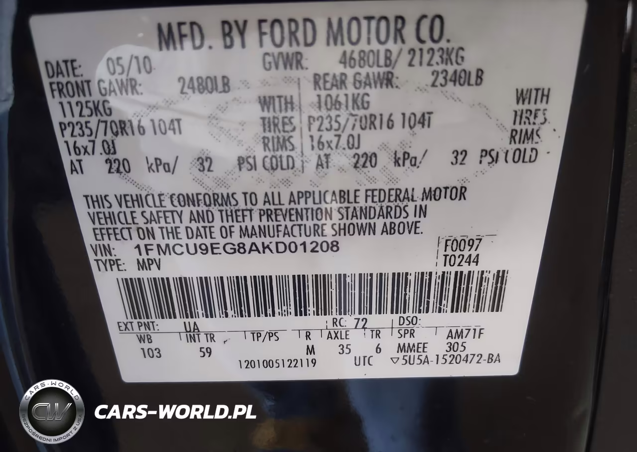 2010 Ford Escape Limited VIN:1FMCU9EG8AKD01208 - 9