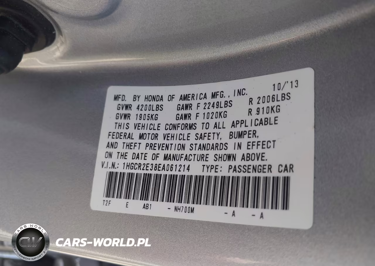 2014 Honda Accord Lx VIN:1HGCR2E38EA061214 - 9