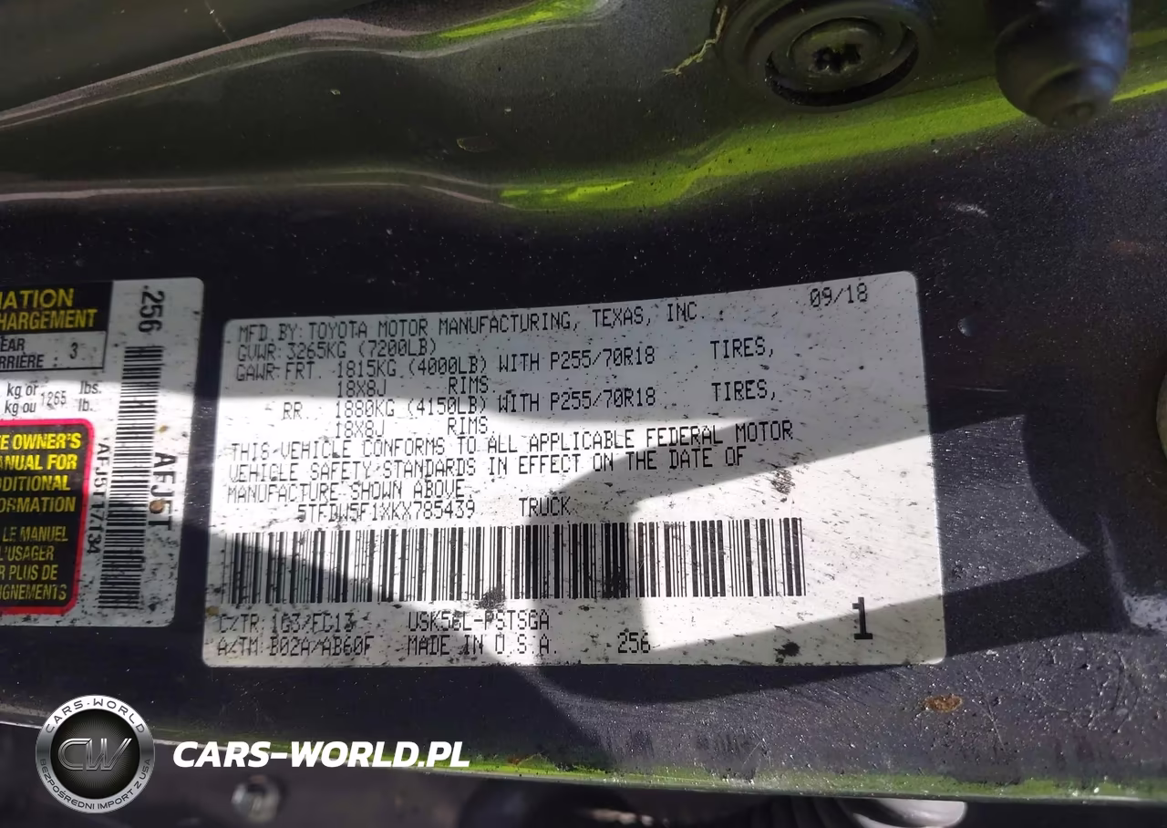 2019 Toyota Tundra Sr5 5.7L V8 VIN:5TFDW5F1XKX785439 - 9