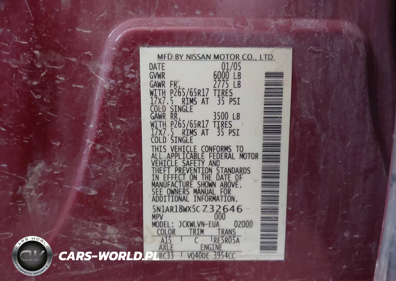 2005 Nissan Pathfinder Le VIN:5N1AR18WX5C732646 - 9