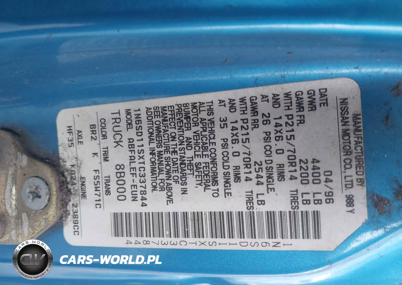 1996 Nissan Truck Xe VIN:1N6SD11SXTC337844 - 9