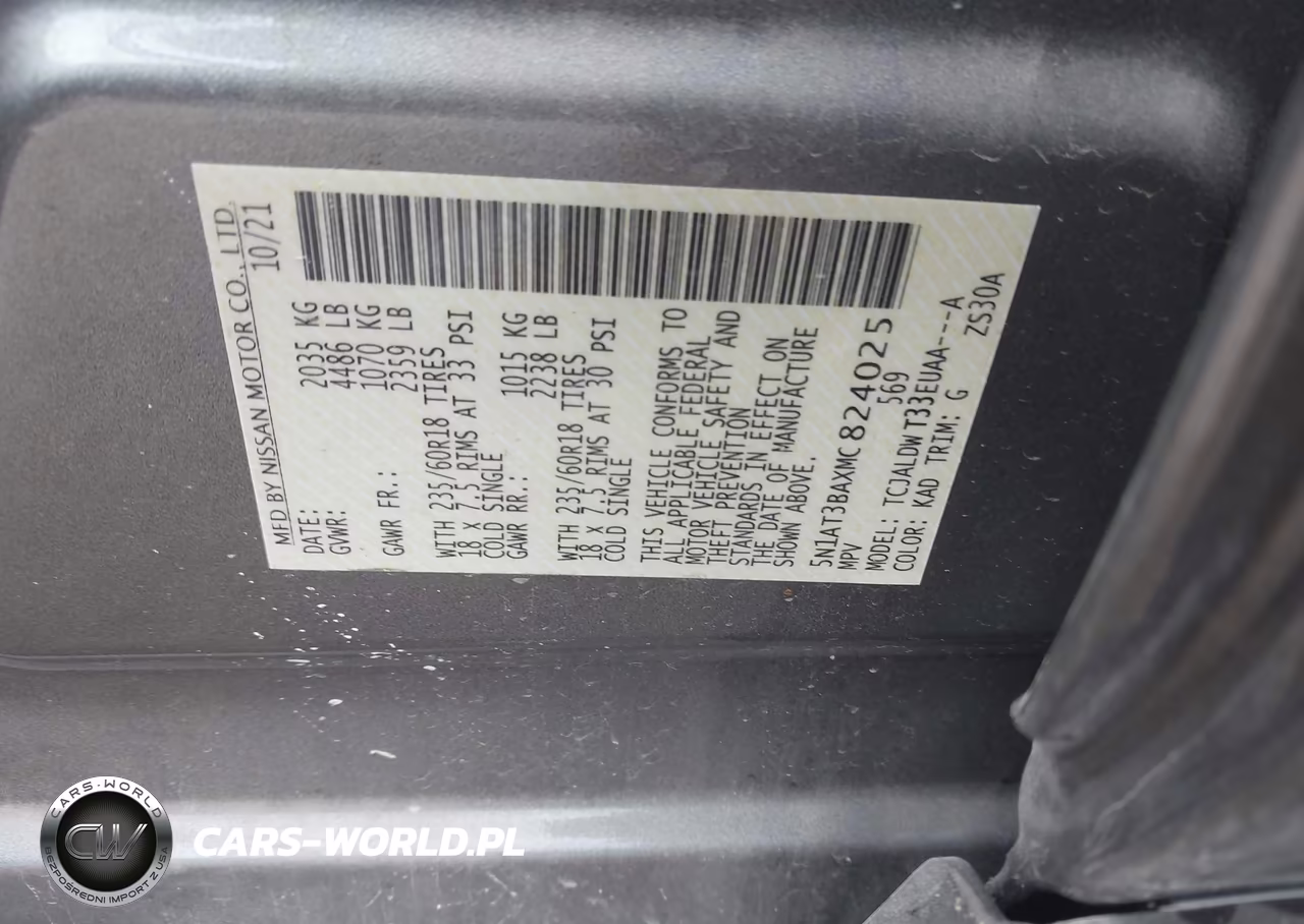 2021 Nissan Rogue Sv Fwd VIN:5N1AT3BAXMC824025 - 9