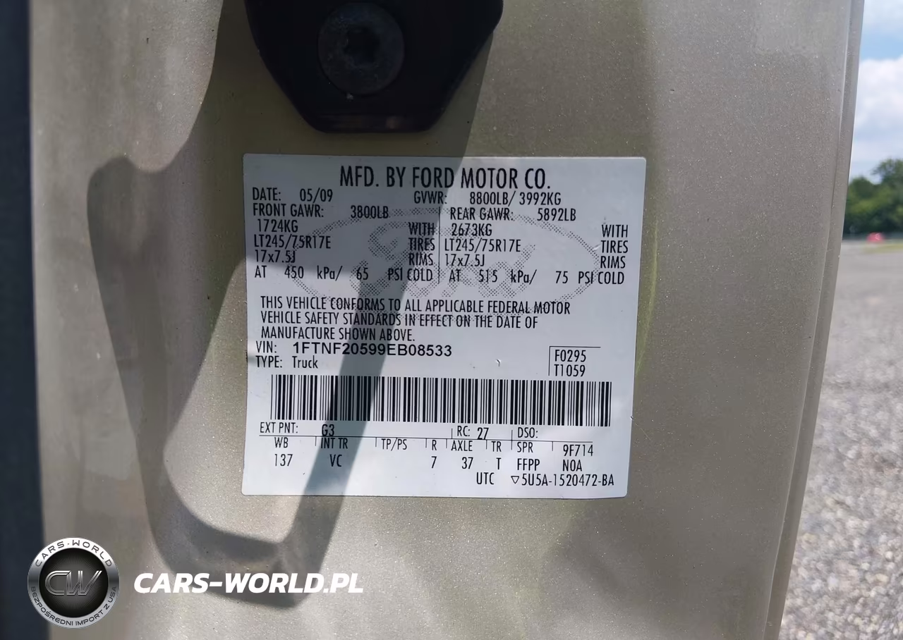 2009 Ford Super Duty F-250 Srw Xl-Xlt VIN:1FTNF20599EB08533 - 9