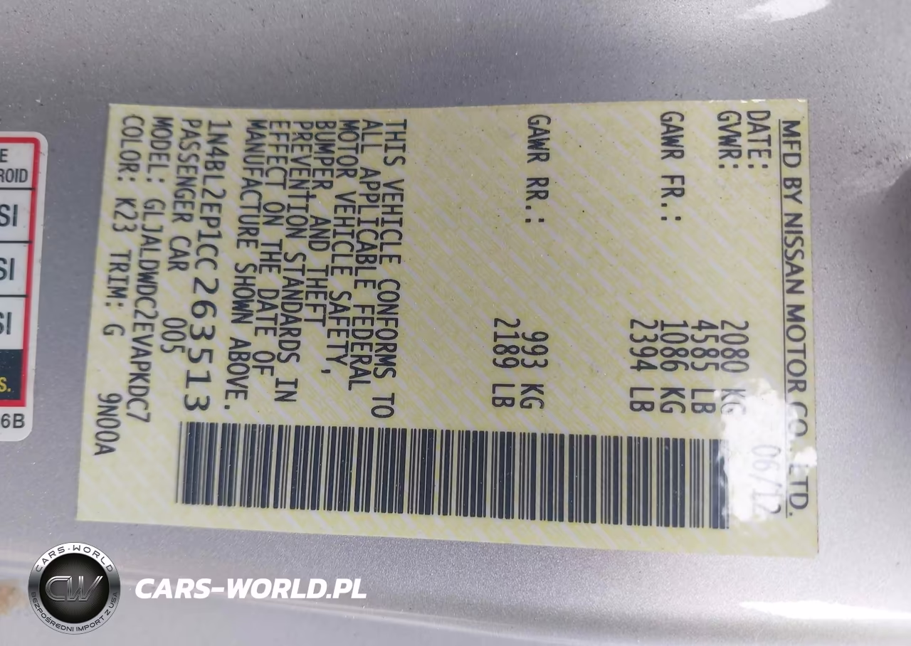 2012 Nissan Altima 3.5 Sr VIN:1N4BL2EP1CC263513 - 9