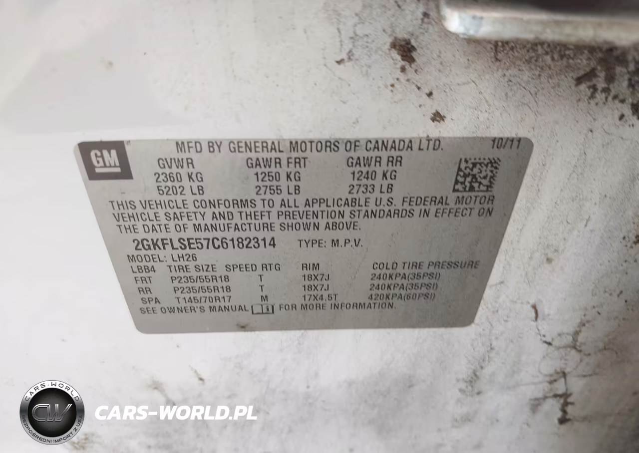 2012 GMC Terrain Sle-2 VIN:2GKFLSE57C6182314 - 9