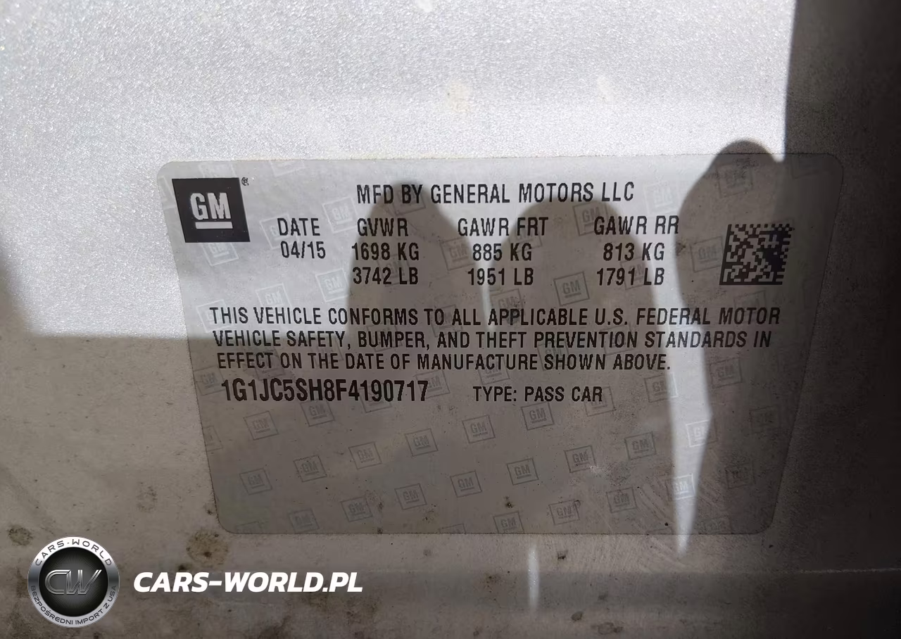 2015 Chevrolet Sonic Lt Auto VIN:1G1JC5SH8F4190717 - 9