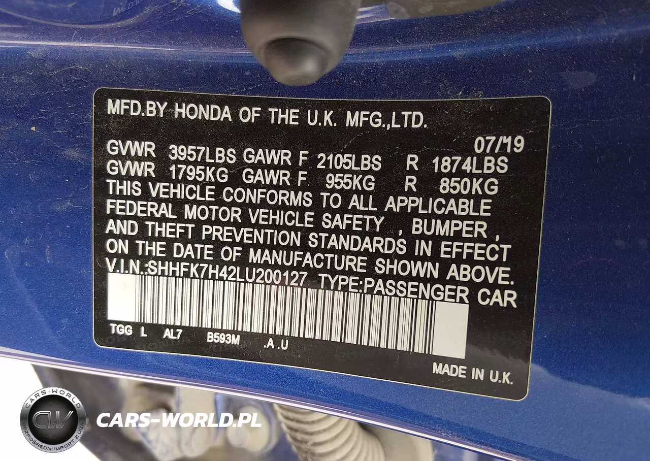 2020 Honda Civic Sport VIN:SHHFK7H42LU200127 - 9