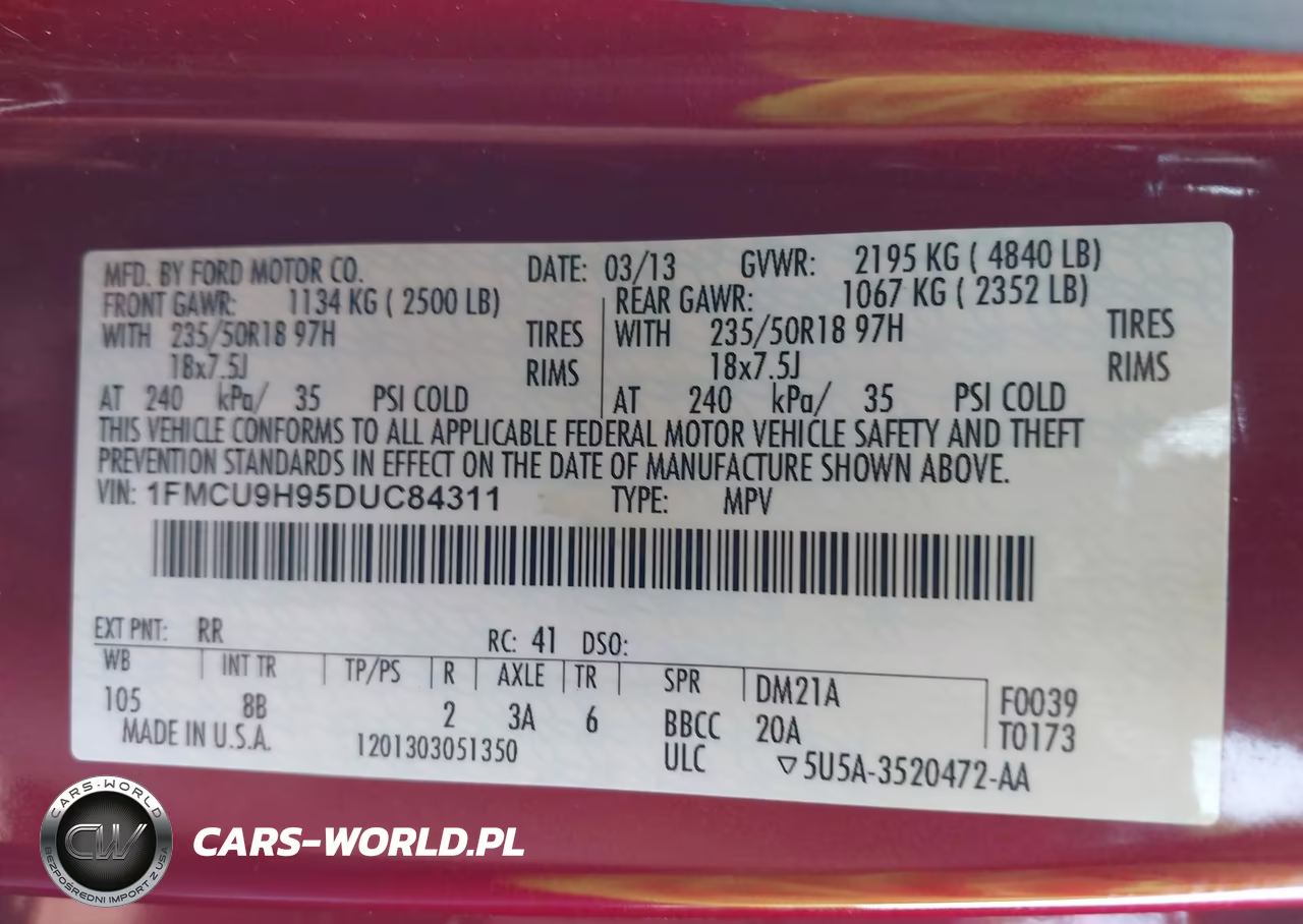 2013 Ford Escape Sel VIN:1FMCU9H95DUC84311 - 9