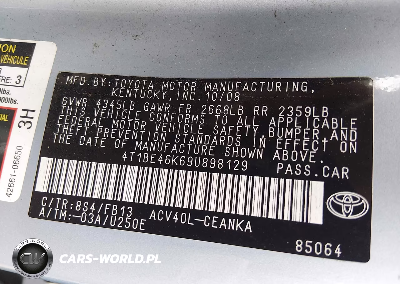 2009 Toyota Camry Le VIN:4T1BE46K69U898129 - 9