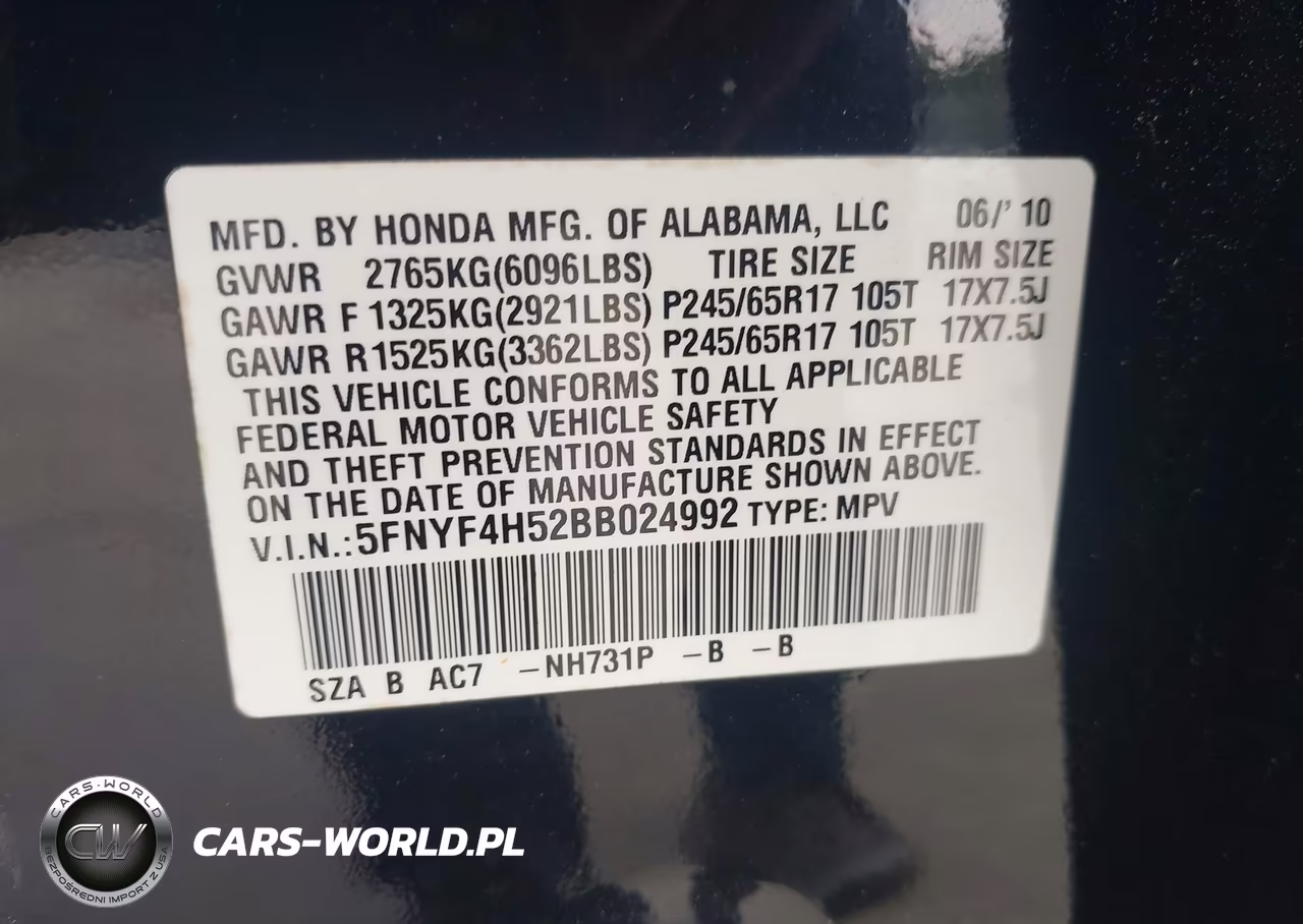 2011 Honda Pilot Ex-L VIN:5FNYF4H52BB024992 - 9
