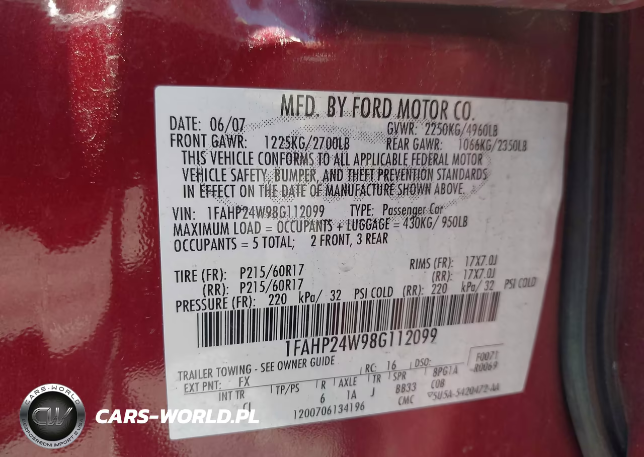 2008 Ford Taurus Sel VIN:1FAHP24W98G112099 - 9
