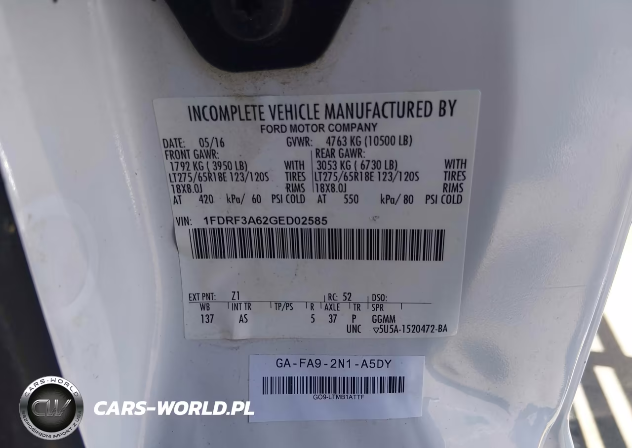 2016 Ford F-350 Xl-Xlt VIN:1FDRF3A62GED02585 - 9