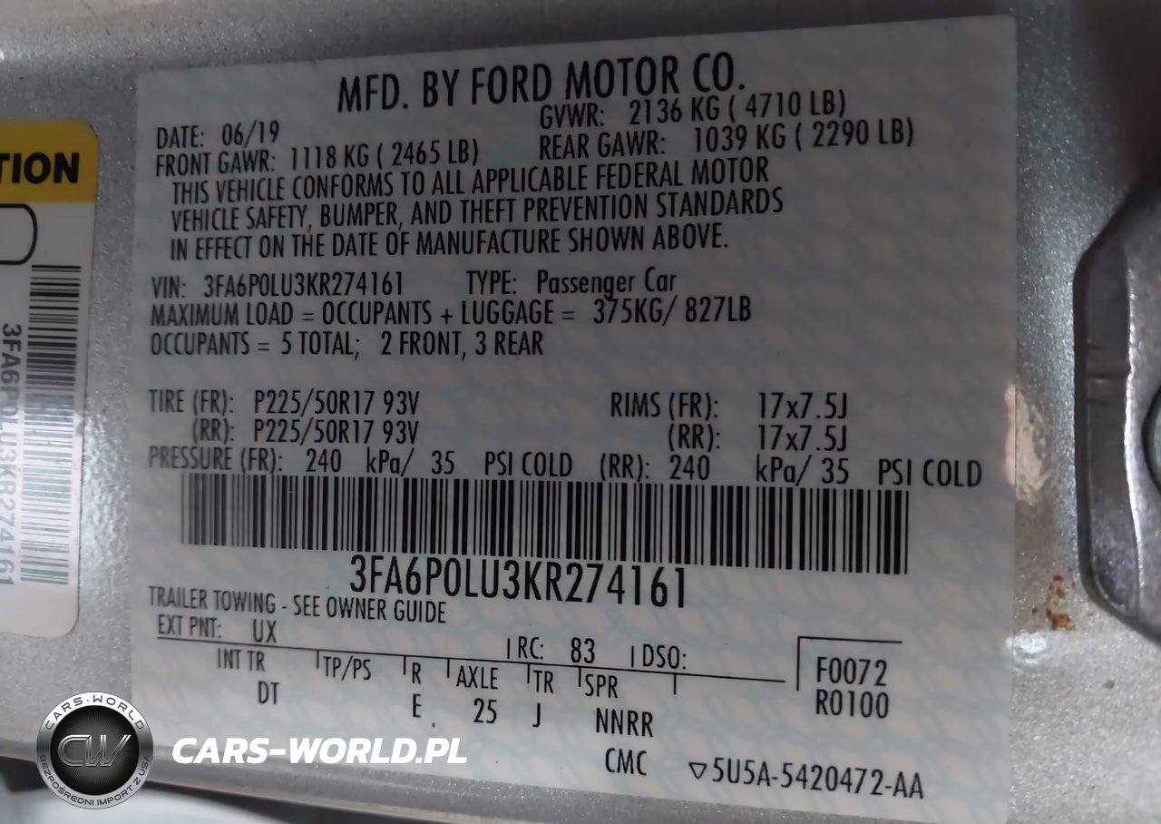 2019 Ford Fusion Hybrid Se VIN:3FA6P0LU3KR274161 - 9