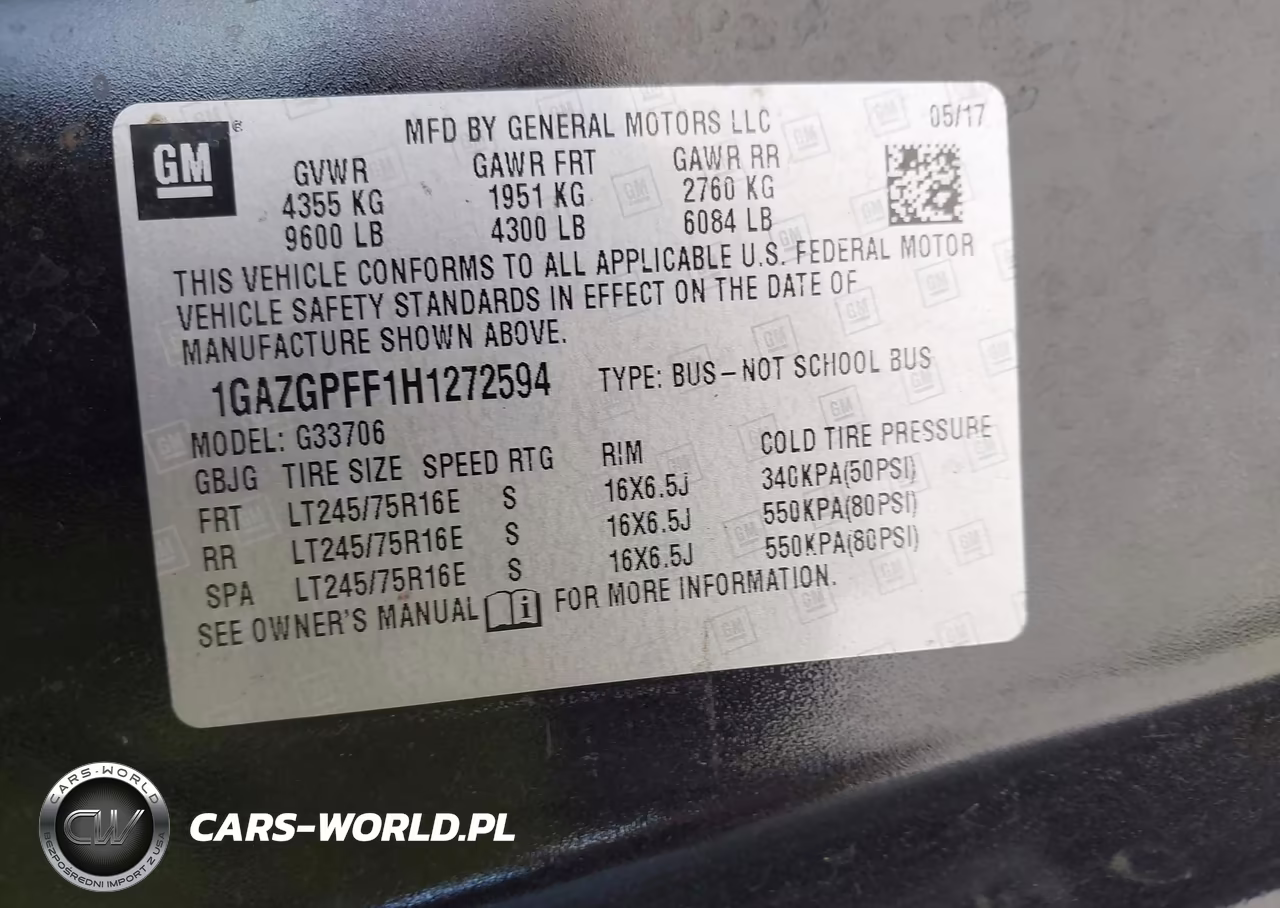 2017 Chevrolet Express 3500 Lt VIN:1GAZGPFF1H1272594 - 9