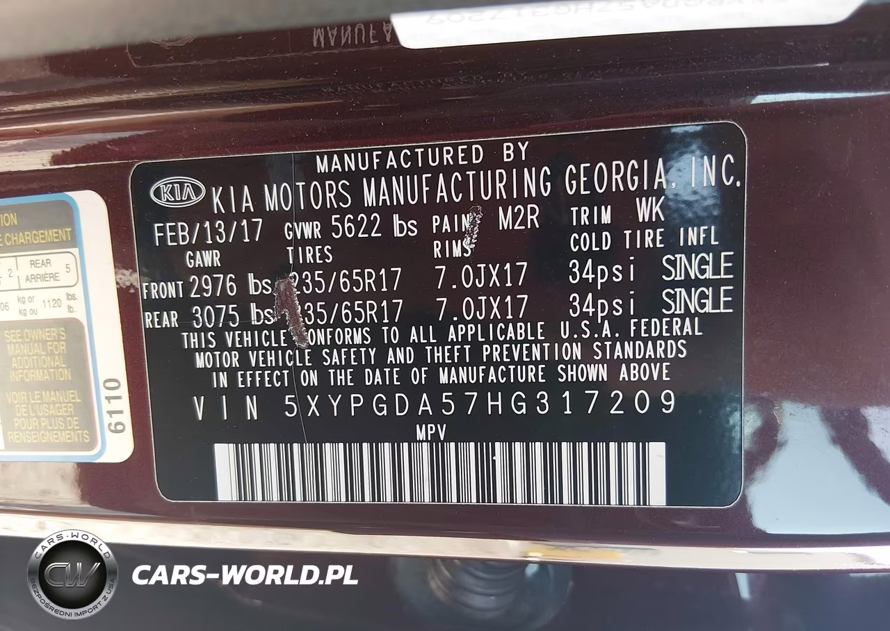 2017 Kia Sorento 3.3L Lx VIN:5XYPGDA57HG317209 - 9
