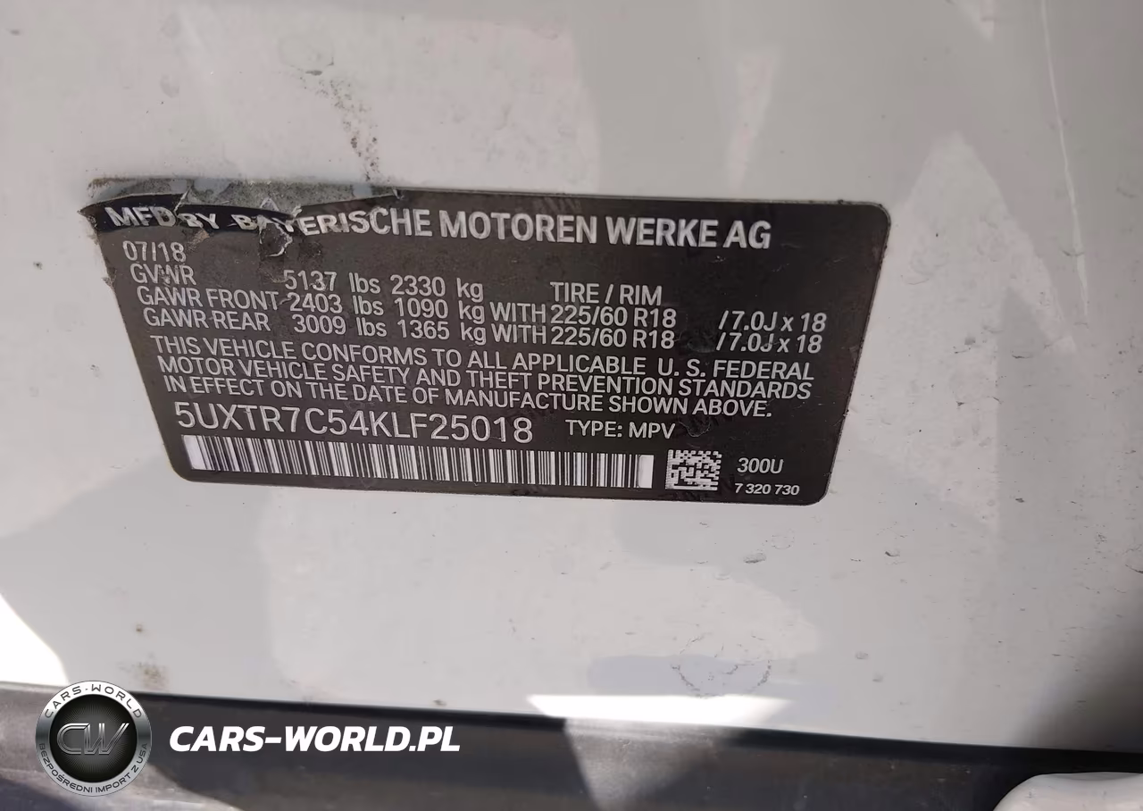 2019 BMW X3 Sdrive30I VIN:5UXTR7C54KLF25018 - 9