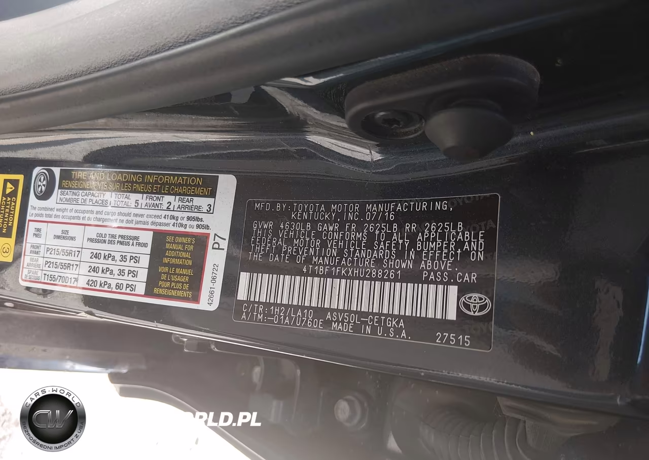 2017 Toyota Camry Xle VIN:4T1BF1FKXHU288261 - 9