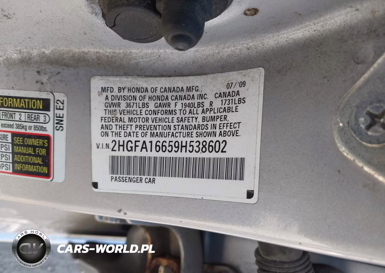 2009 Honda Civic Lx-S VIN:2HGFA16659H538602 - 9