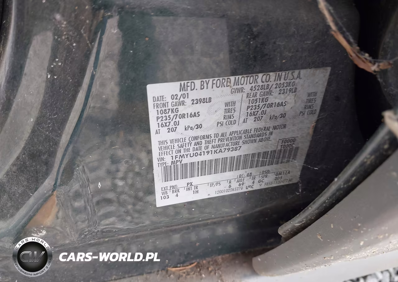 2001 Ford Escape Xlt VIN:1FMYU04191KA79387 - 9
